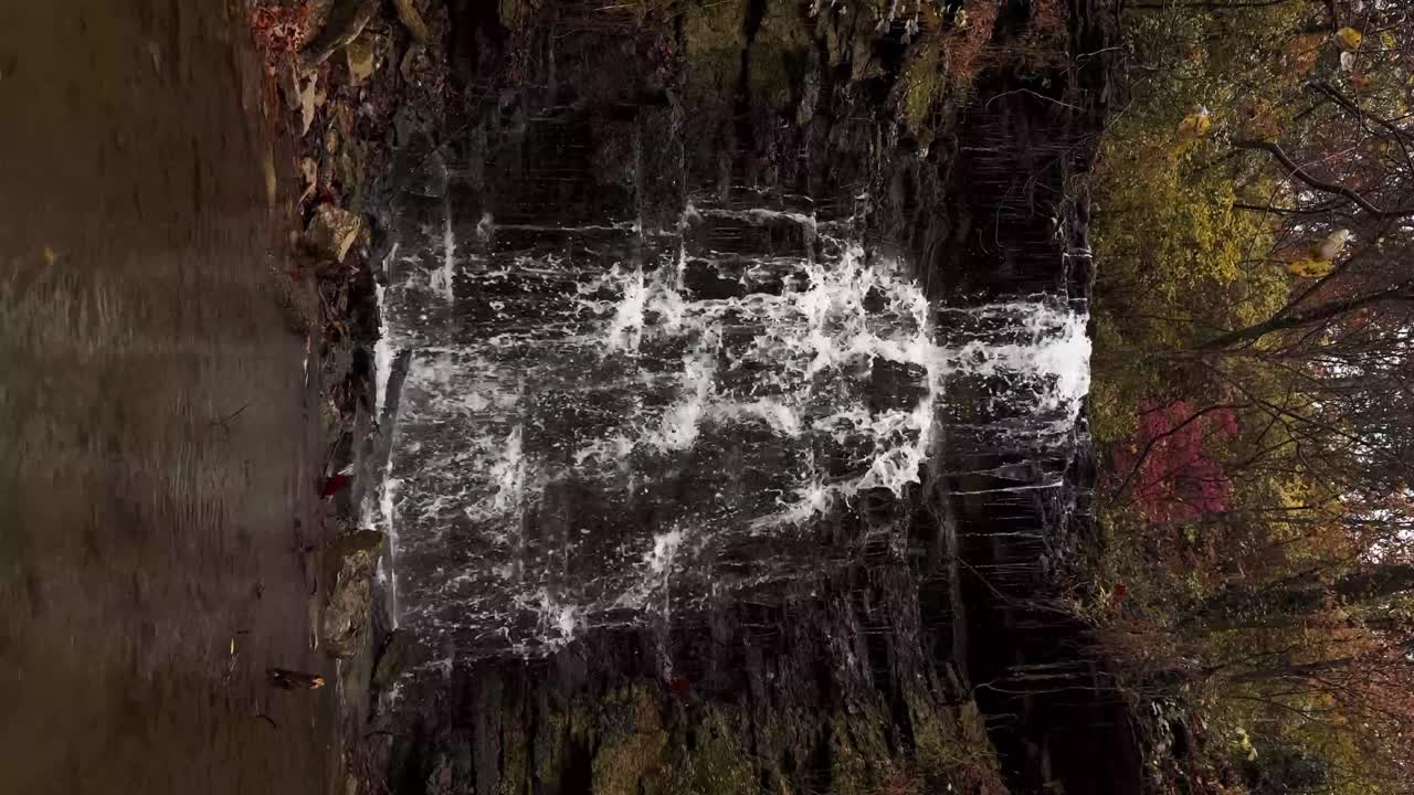 켄터키 주 프랭크포트에 있는 코브 스프링 공원에서 쏟아지는 폭포수 - 수직