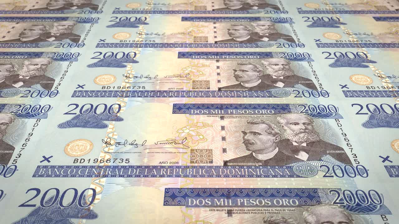 billetes de dos mil pesos de la república dominicana, dinero en efectivo, bucle