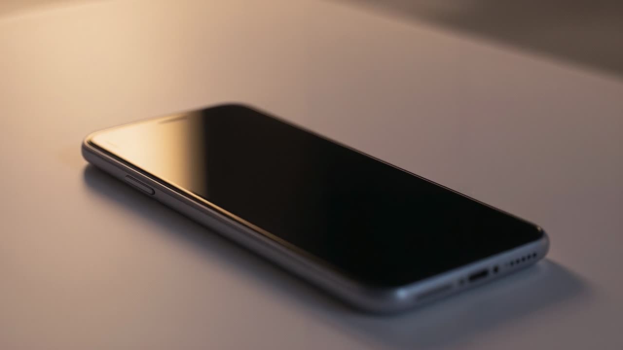 Smartphone che riceve luce calda angolata e sottili variazioni di messa a fuoco per mettere in risalto il design