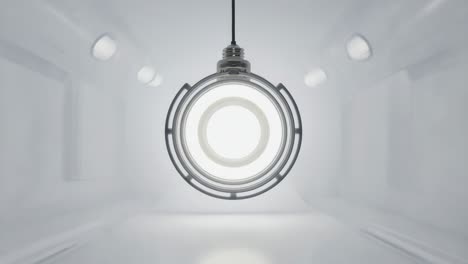 futuristic white corridor with concentric light fixture