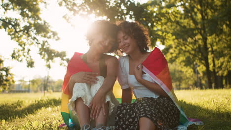 couple with pride flag