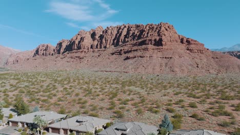 red cliffs of southern utah - pullback to reveal a suburb or ivins