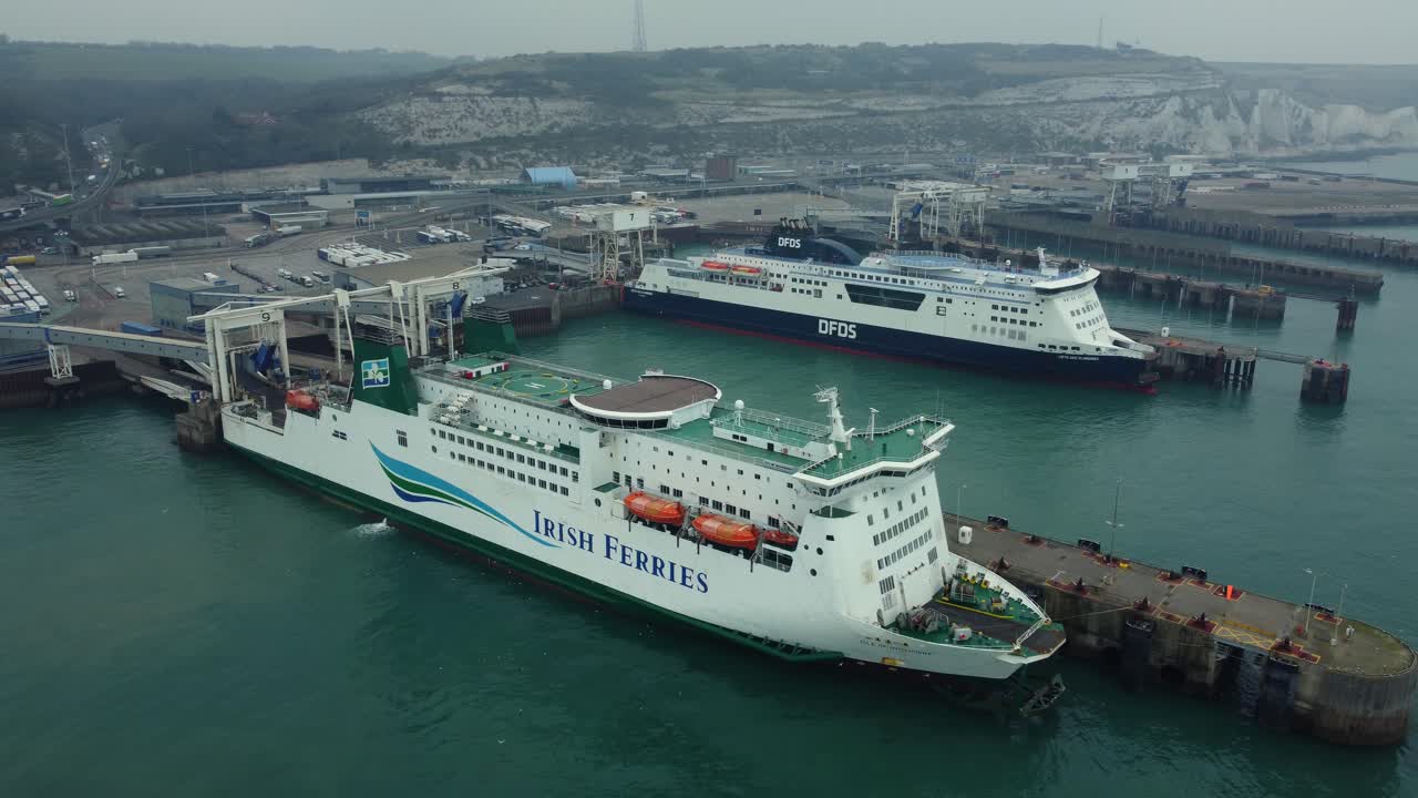 Ferries docked at a port
