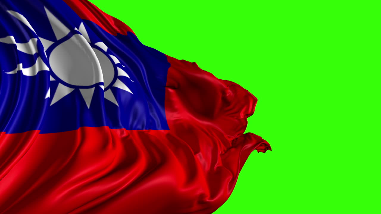 Taiwanese Flag on Green Screen