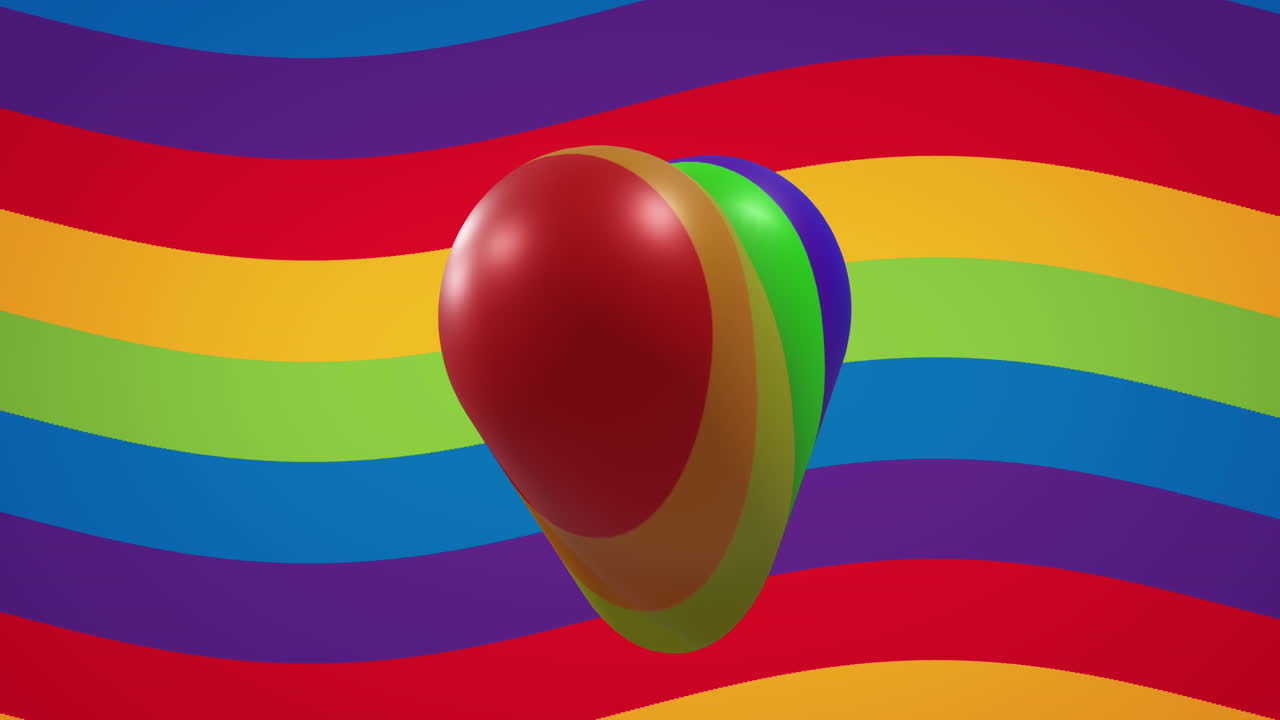 animación del corazón del arco iris sobre el fondo del arco iris