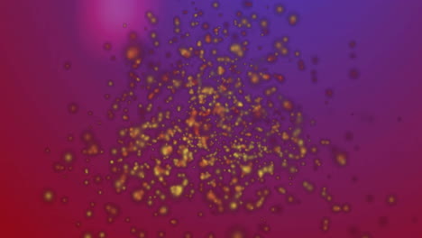 animación de orbes naranjas y amarillas sobre un fondo púrpura y rosa