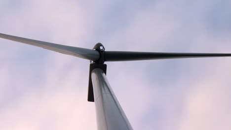 close up of a wind turbine in operation in rural nebraska usa