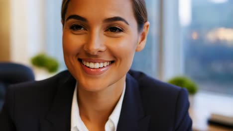 mujer de negocios sonriente en la oficina