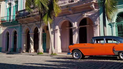 vintage cuban car on a colorful street