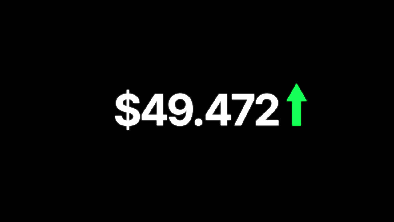 Importo in dollari in aumento con freccia verde verso l'alto su sfondo nero