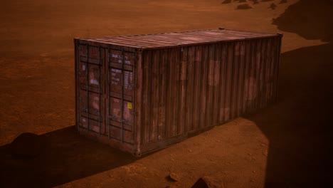 abandoned shipping container in the desert