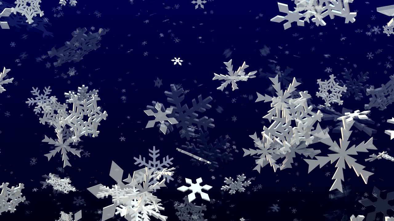 Snowflakes falling on blue background