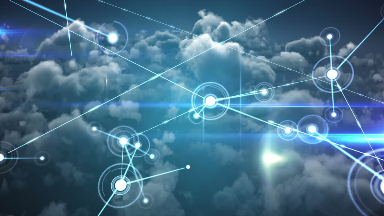 líneas de conexión a través de nubes de humo y luz solar brillante