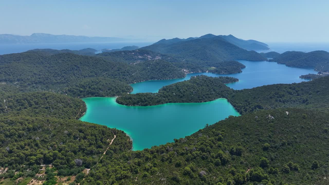 Aerial view of lush Mljet lakes, Croatia, serene and vibrant landscape