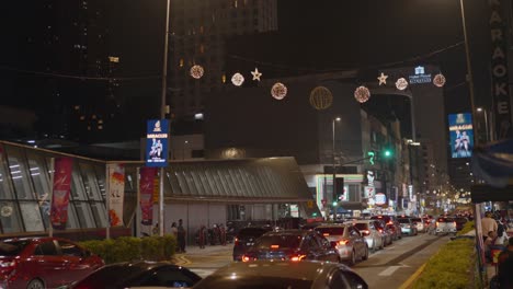 kuala lumpur city traffic jam during nighttime in malaysia. busy hours.