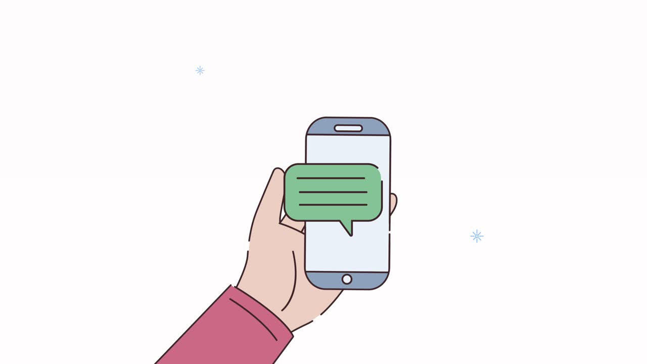 mano con teléfono inteligente y burbuja de habla