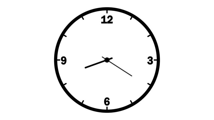 Clock animation isolated on white background. 4K video