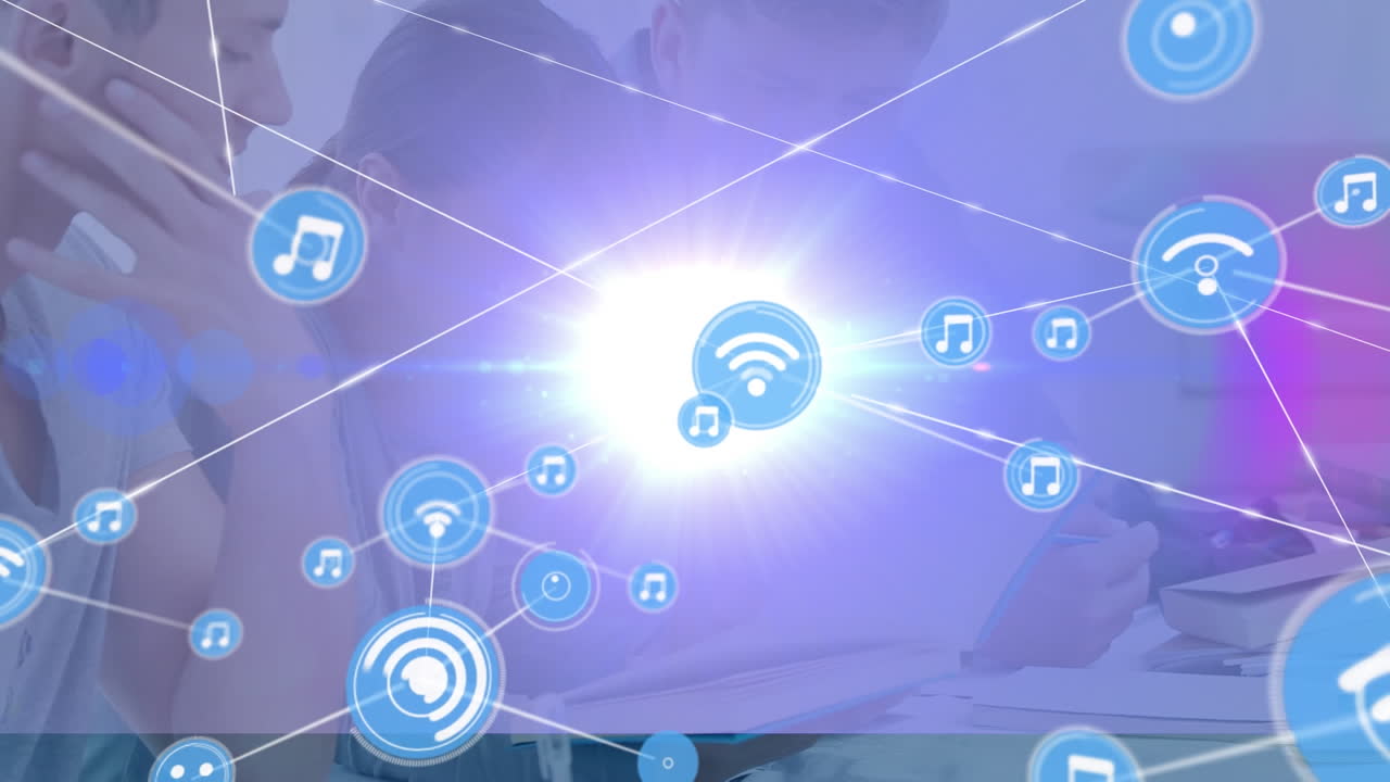 animación de la red de conexiones con iconos sobre colegas de negocios