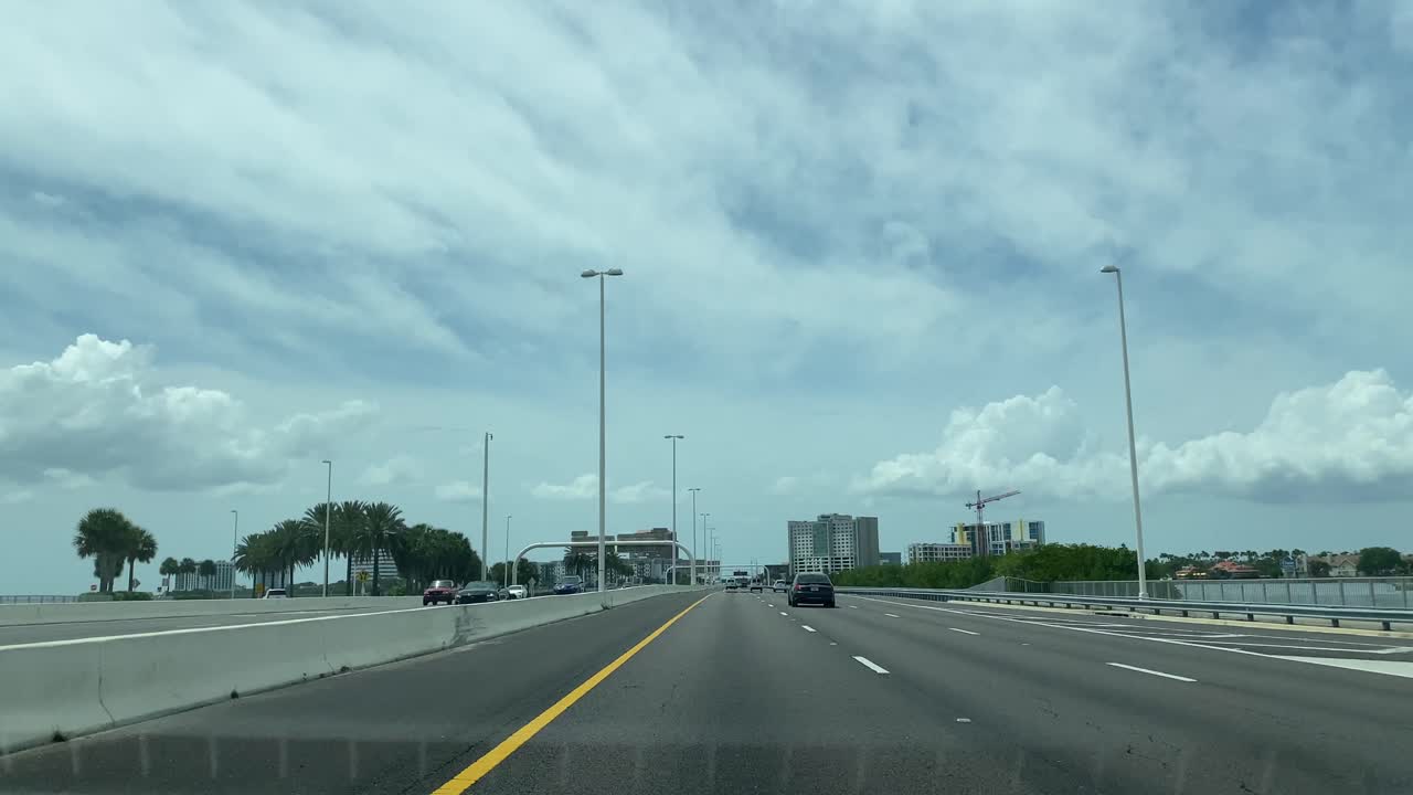 Drivers pov on brand new highways in Clearwater Florida