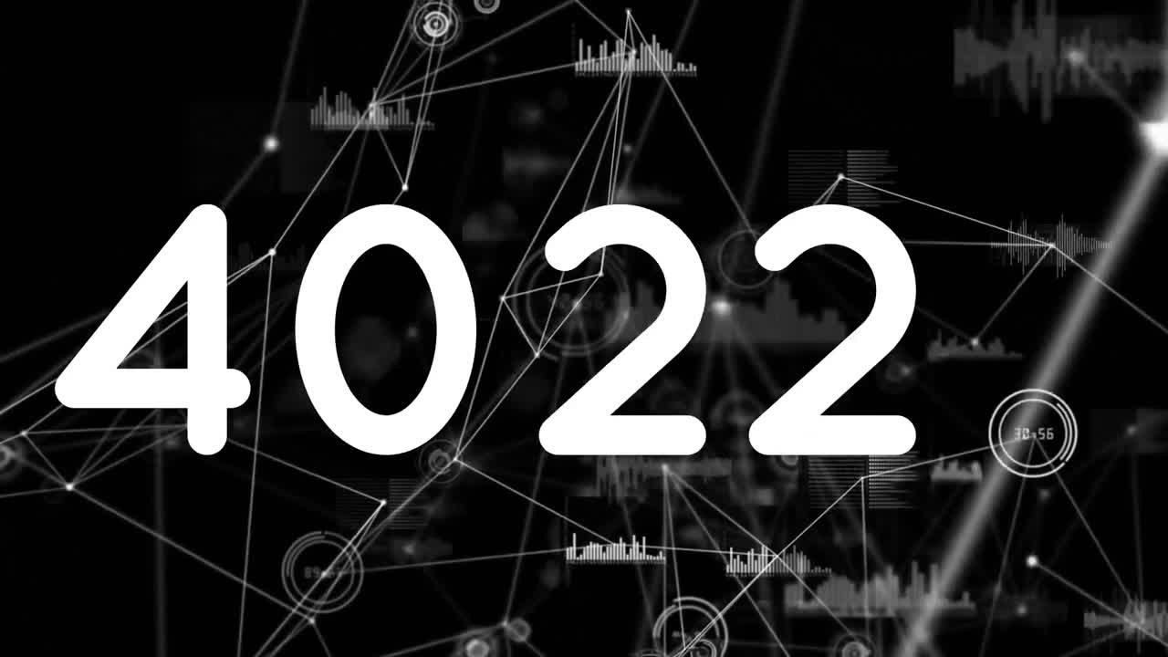 animación de números que cambian a través de la red de conexiones con las estadísticas