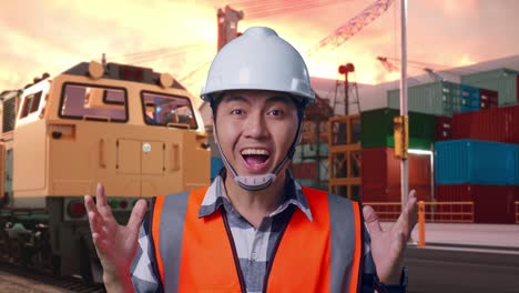 Happy Construction Worker at Port