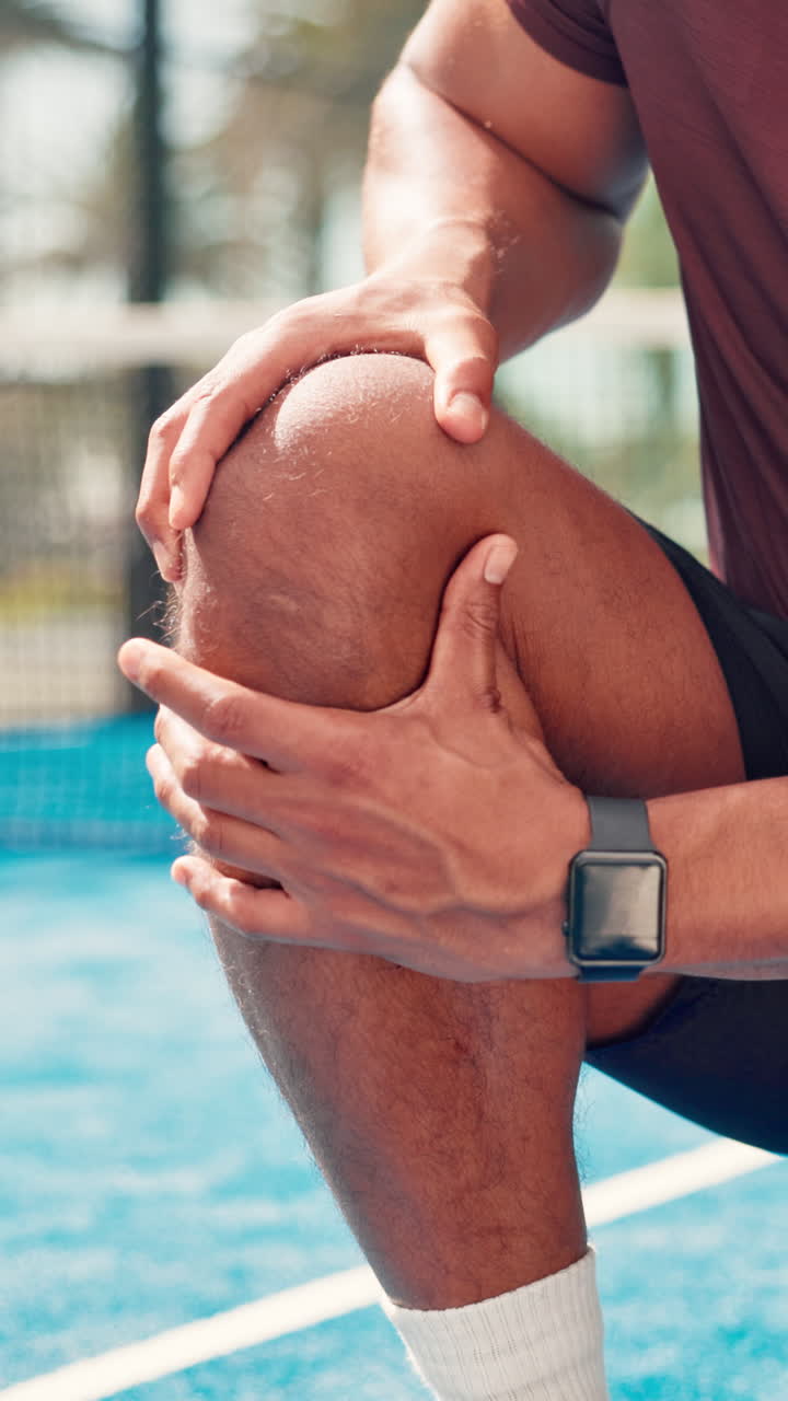 Close Up of a Person Experiencing Knee Pain on a Sports Court