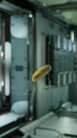 maní flotante en una nave espacial