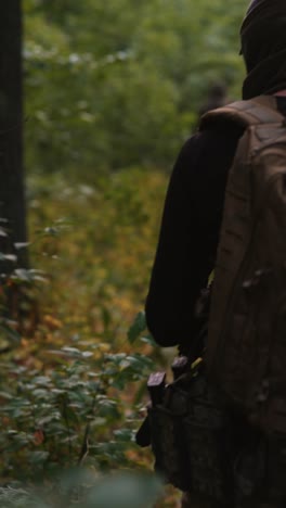 forest scene with hiker