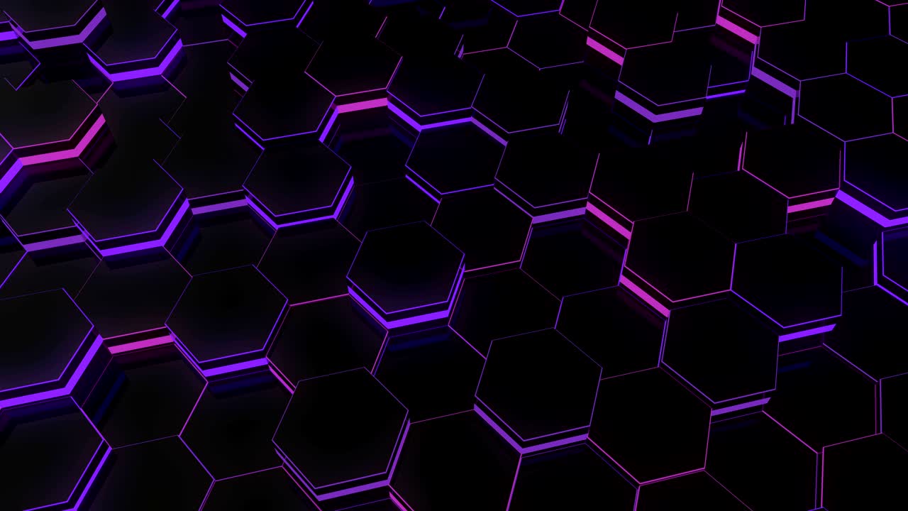 fondo hexagonal resplandeciente abstracto. volando sobre los hexágonos luminosos. secuencias de bucle sin costuras.