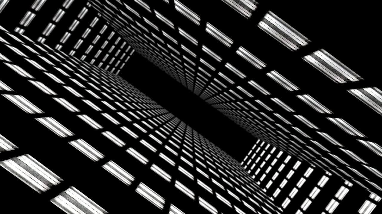 Abstract creative tunnel with dots. Geometric design, swirling, rotating camera and alpha channel end of tunnel.
