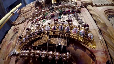 fragment of interior in holy sepulchre church, jerusalem