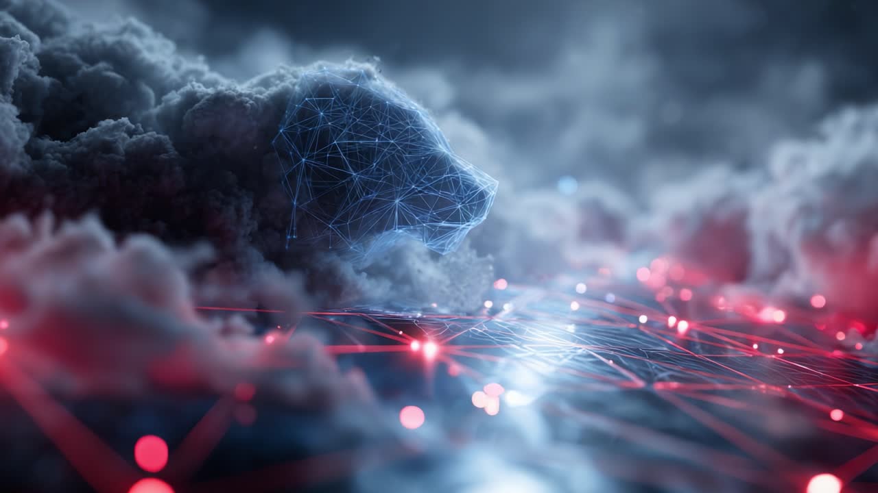 A Digital Bear Emerges from a Cloudy Matrix of Connections, Symbolizing the Intersection of Nature and Technology in a Hypothetical Realm of Innovation and Imagination