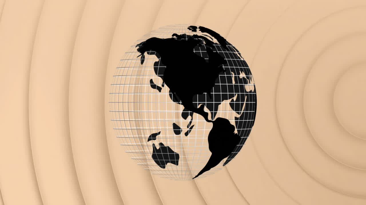 Animation of globe over circles on beige background