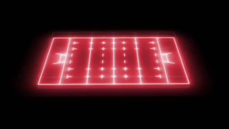 animation of red neon sports stadium on black background