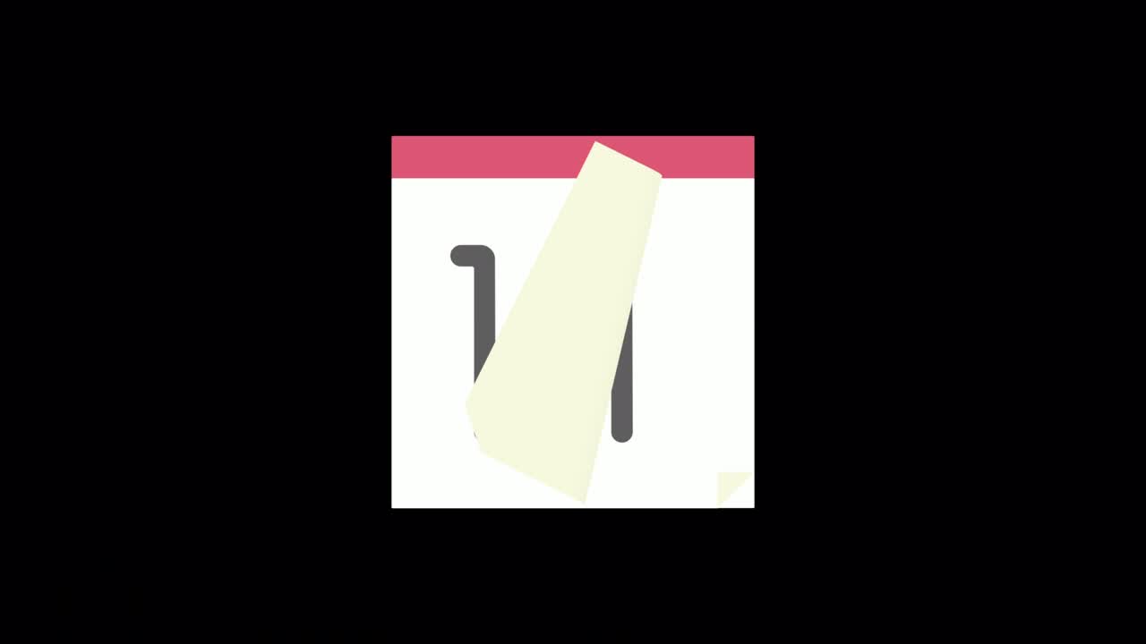 Simple And Cute Daily Calendar With Loop Animation On Black Background