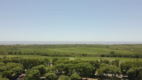 Drone-Flying-Above-Costanera-Sur-Ecological-Reserve-From-Puerto-Madero-In-Buenos-Aires,-Argentina---aerial