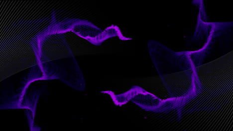 animation of purple and white shapes on black background