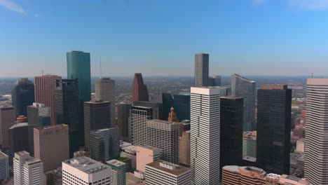 high angle aerial of the downtown houston, texas area