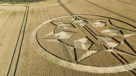 details of crop circle formation in marten, wiltshire, uk - drone shot