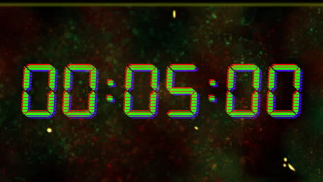 animación del temporizador de reloj digital azul cambiando sobre fondo negro