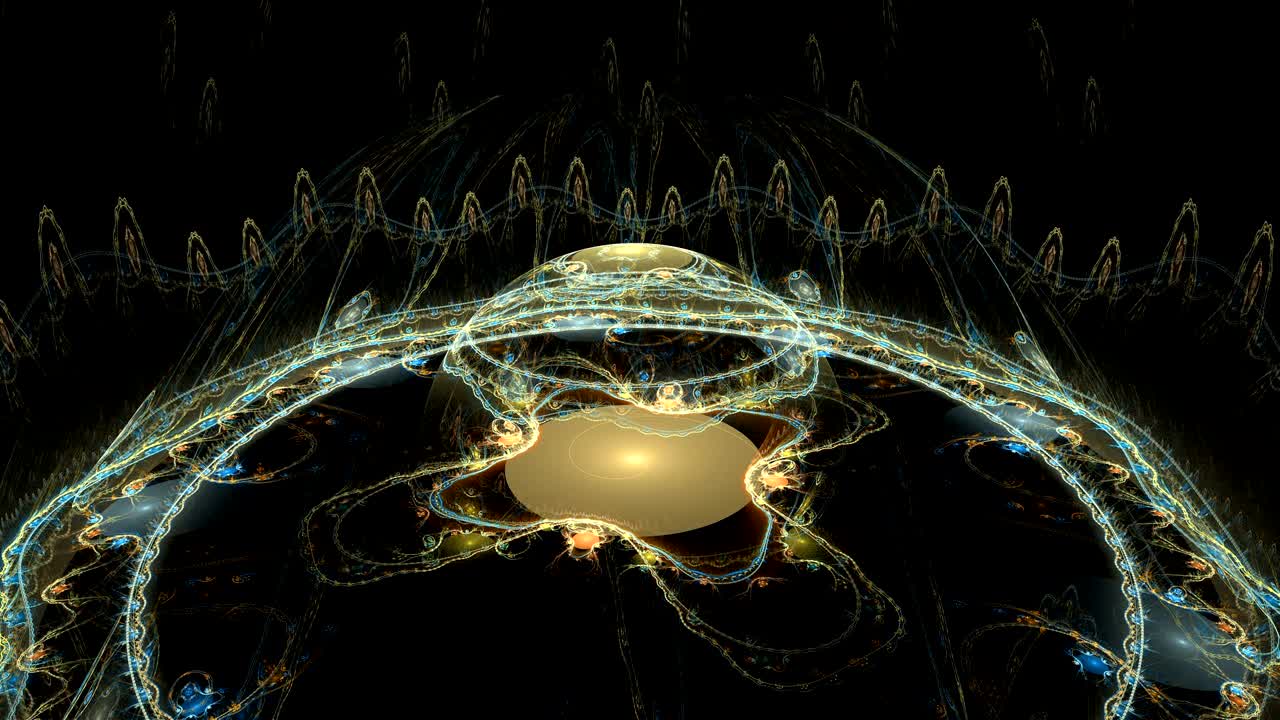 Abstract colorful fractal in yellow and cyan color