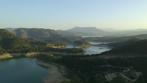water reservoirs and green mountains