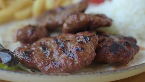 delicious turkish meatballs with rice and fries