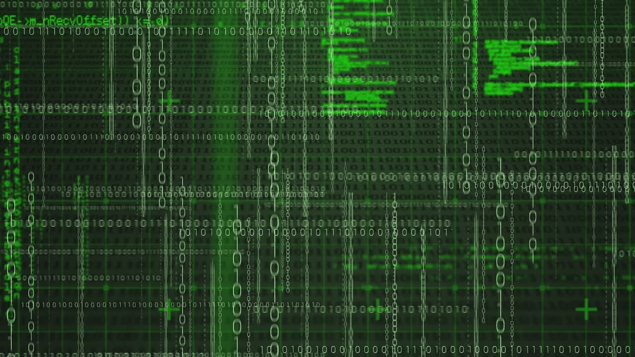 animación del procesamiento de datos sobre un fondo negro
