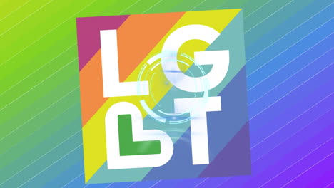 animation of lgbt text over colorful background