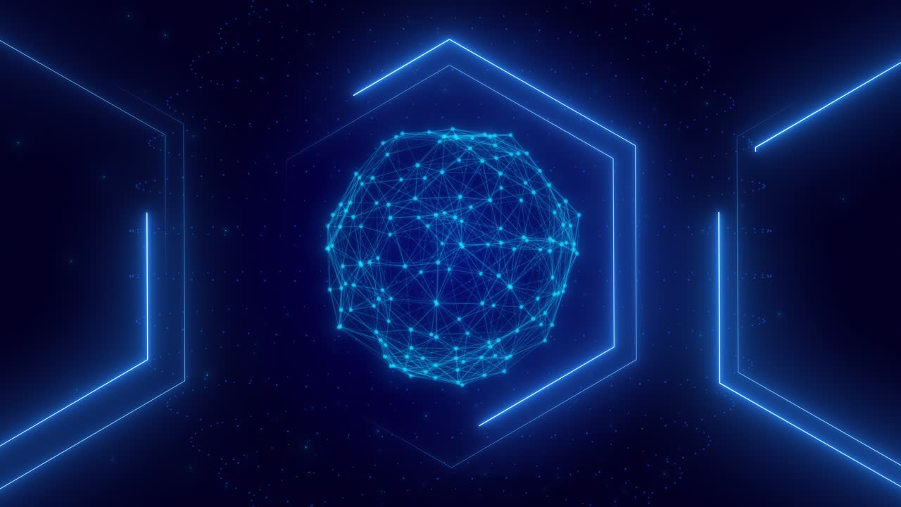 Abstract Geometric Sphere with Neon Lighting