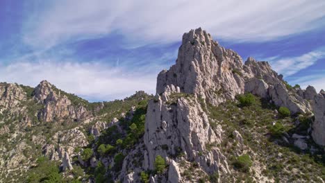 Panoramic-flight-over-high-mountain-landscape