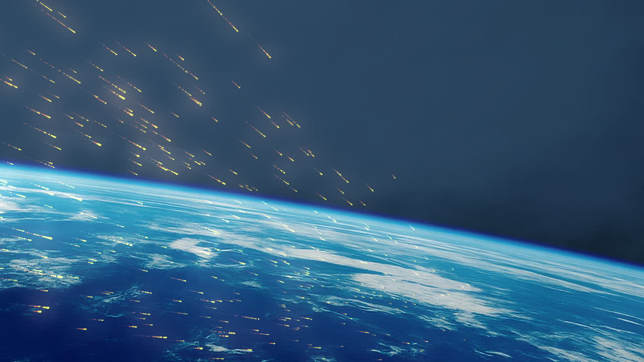 우주 에서 지구 를 는 운석 폭우