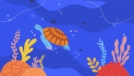 an animation of a flat world oceans day background