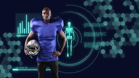 Animation-of-scope-scanning-and-data-processing-over-african-american-male-american-football-player